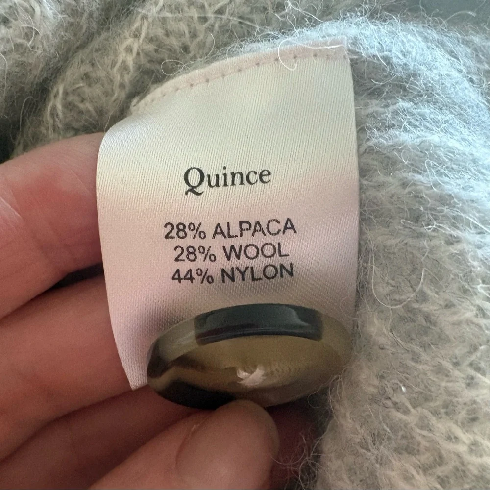 Quince Baby Alpaca -Wool Cropped Cardigan Light Grey Sz S - Picture 8 of 8